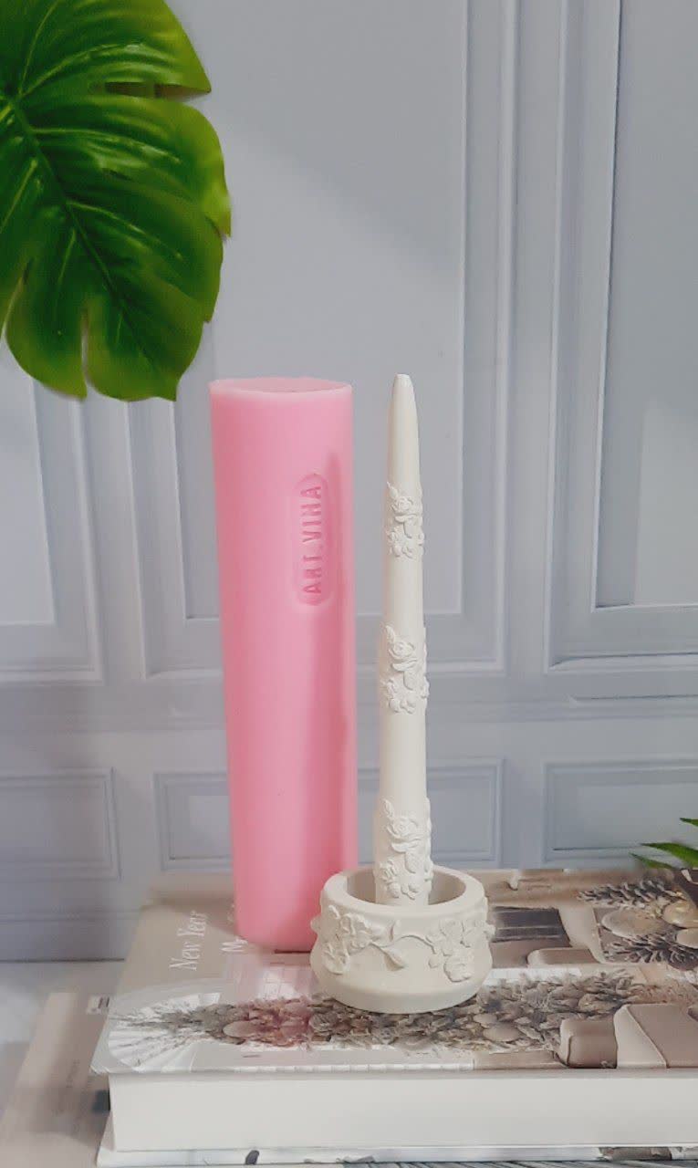 قالب سیلیکونی مدل شمع قلمی گل رز کد 0022